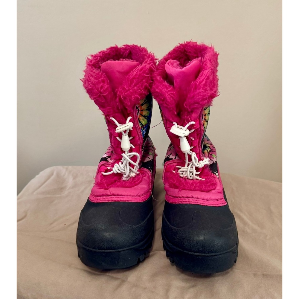 Itasca Kids Peace Tie Dye Snow Boots Pink Fur Lined Size 3